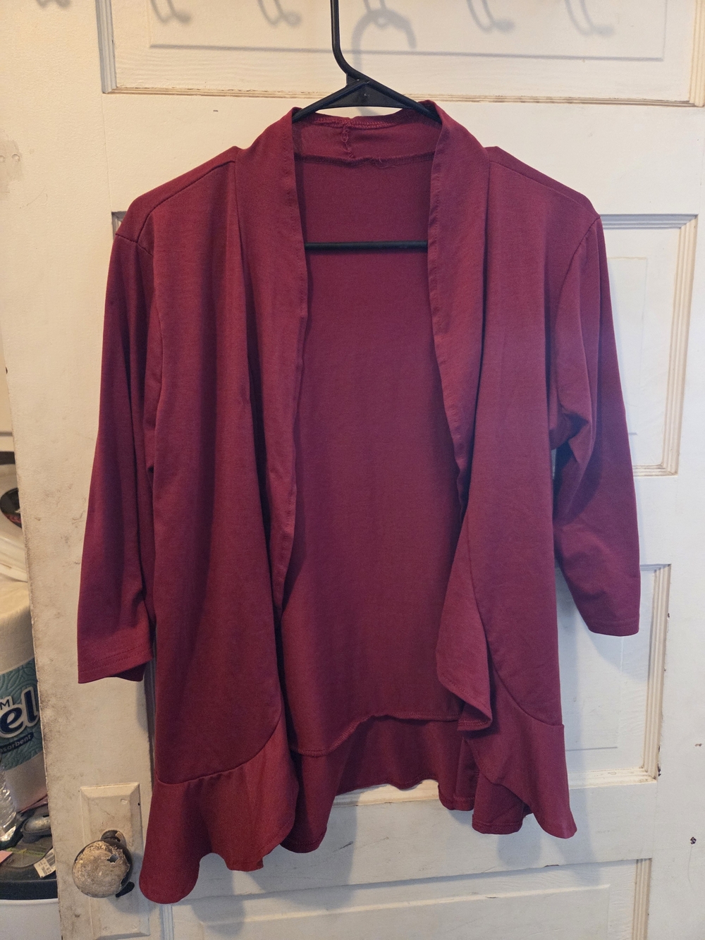 Maroon Open-Front Women's Cardigan Sweater